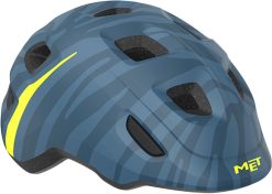 MET Helmet Hooray m. LED lys MIPS "Green Buckle" - Blue Zebra